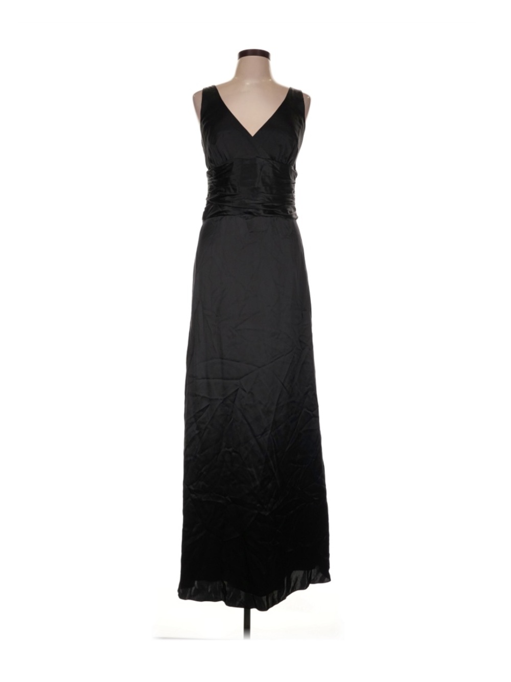 Nicole Miller 100% silk black v neck ballgown black tie maxi dress, XS/S